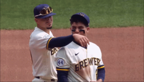Brewers Player Comforting The Other GIF