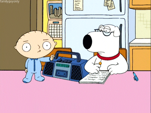 Brian Griffin Watching Stewie Dancing On Table GIF