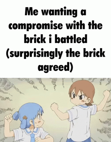 Brick Battlers Compromise Nichijou Handshake GIF