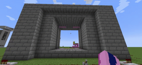 Brick Building with Pink Block