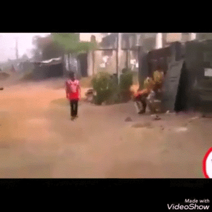 Brick Throw Chase Funny GIF