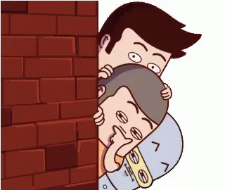 Brick Wall Peeking Capsul Land Stickers GIF