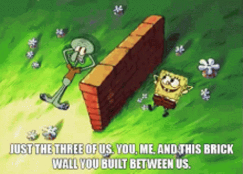 Brick Wall Spongebob Squidward GIF