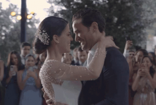 Bride And Groom Dancing For Crowd GIF
