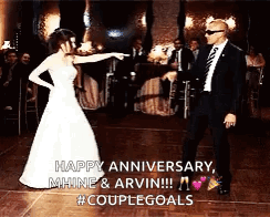Bride And Groom Dancing Happy Anniversary Mhine & Arvin GIF
