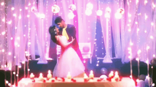 Bride and Groom Dancing with Candles