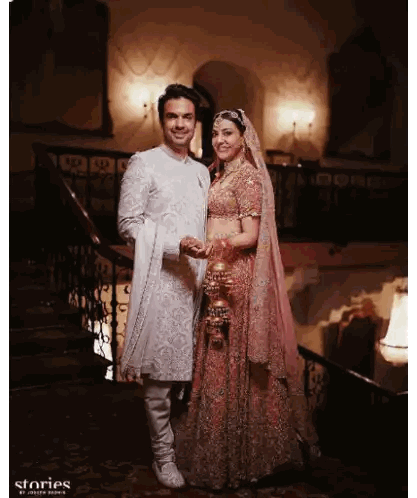 Bride and Groom Posing for Photo