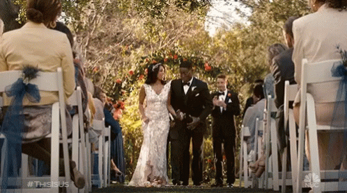 Bride And Groom Walking Down Aisle At Wedding GIF