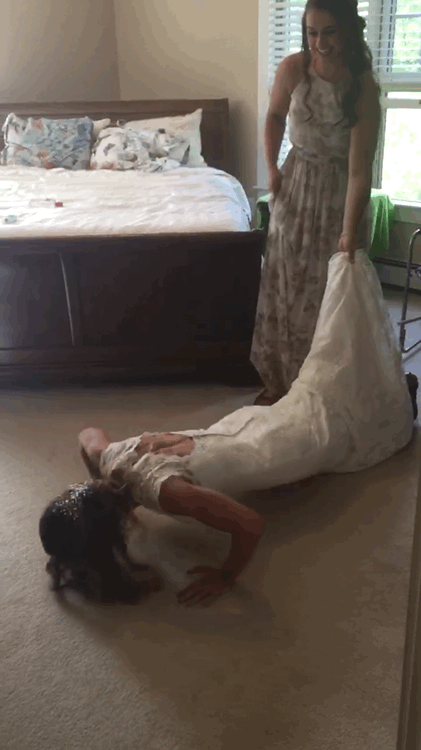 Bride Doing Push-ups GIF