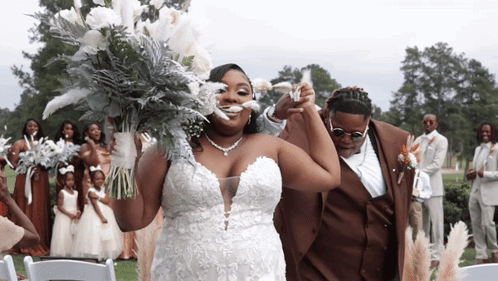 Bride Groom Walk Down Aisle With Wedding Party GIF
