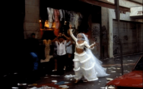 Bride Running In Street GIF