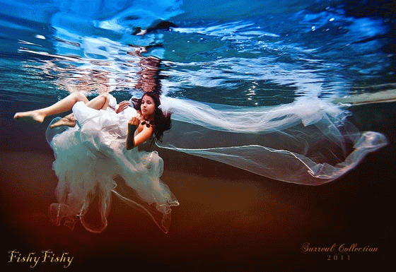 Bride Underwater Photoshoot GIF