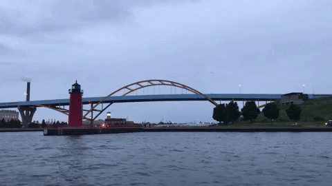 Bridge View On A Moving Water GIF