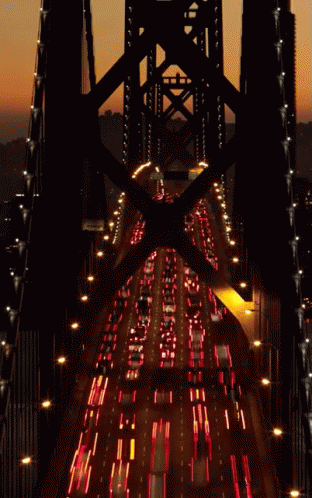 Bridge With Heavy Traffic Underneath GIF