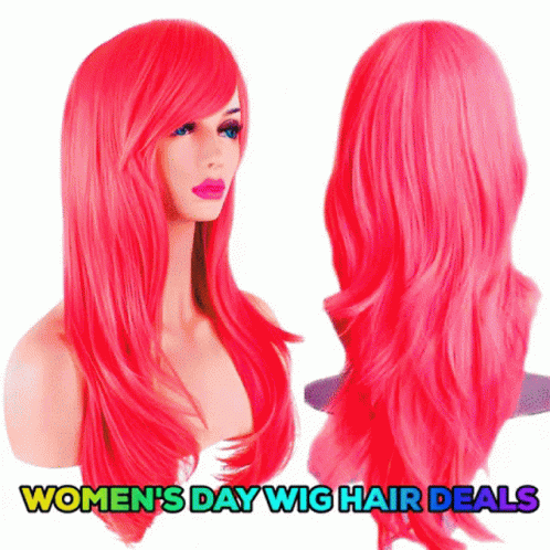 Bright Pink Wig Mannequin Women's Day Hair Deals