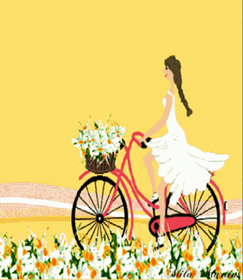 Bright Sunshine Bike Riding Mobile Art GIF