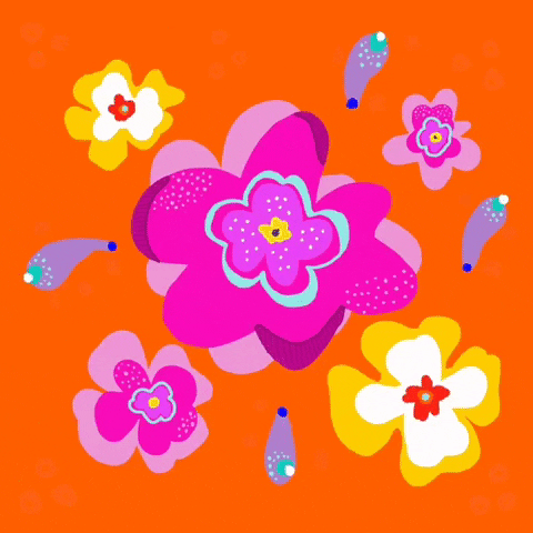 Brightly Colored Flowers Swirl Left And Right GIF