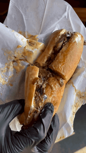 Brisket Cheesesteak Half Cut GIF