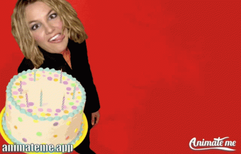 Britney Spears Holding Birthday Cake GIF