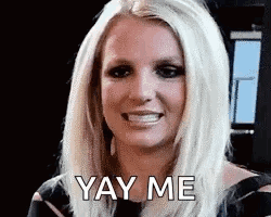 Britney Spears Is Smiling And Says Yay Me . GIF