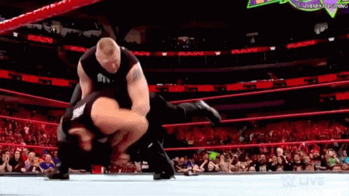 Brock Lesnar Suplex Roman Reigns GIF