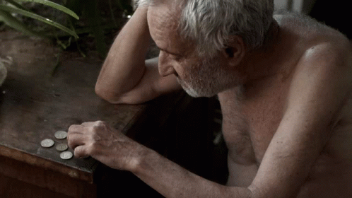 Old Man Counting Coins Broke GIF