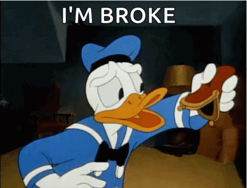 Donald Duck Wallet Upside Down Broke GIF