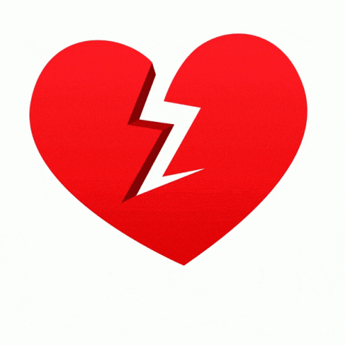 Broken Red Heart with Lightning Bolt