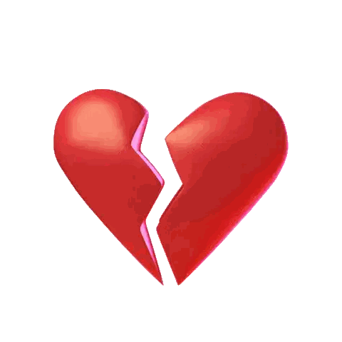 Broken Red Heart with White Line