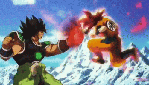 Broly Vs Goku Holding Punch GIF