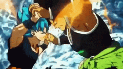 Broly Vs Goku Punching Scene GIF