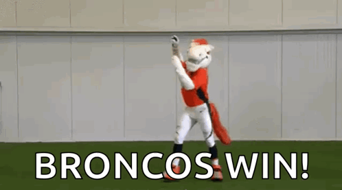 Broncos Mascot Holding Baseball Bat GIF