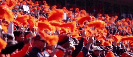 Broncos Orange Cheering Pompoms GIF