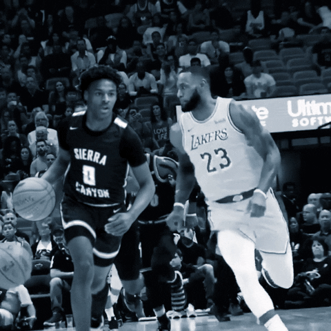 Bronny James Dribbling Ball With Lebron James GIF
