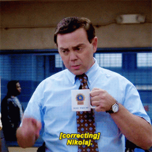 Brooklyn 99 Charles Correcting Nikola GIF