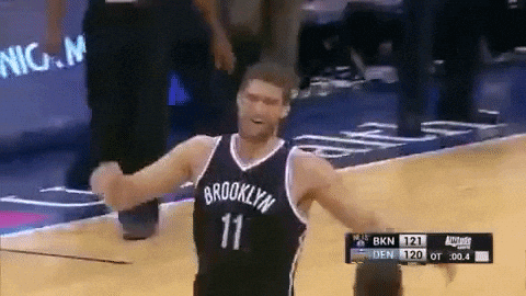 Brooklyn Nets Brook Lopez Double High Five GIF