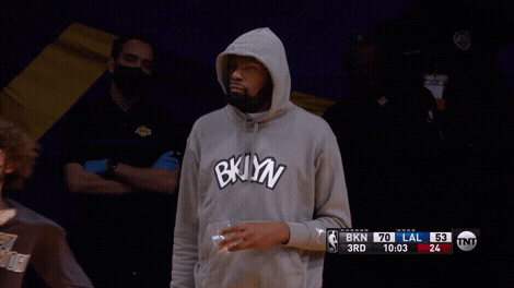 Brooklyn Nets Kevin Durant Wearing Hoodie GIF