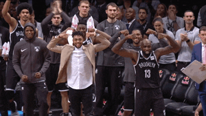 Brooklyn Nets Players Flexing Muscles GIF