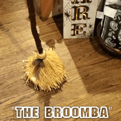 Broom with The Broomba Text