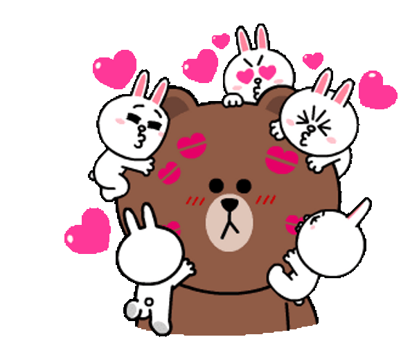 Brown And Cony Kiss GIF.