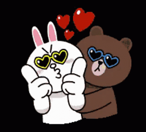 Brown And Cony Wearing The Shade Heart GIF