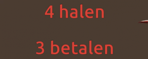 Brown Background With 4 Halen 3 Betalen in Red