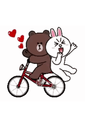 Brown Bear and White Rabbit Riding Scooter