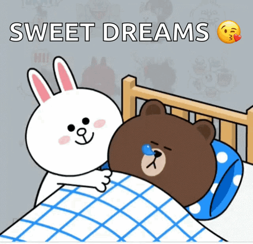 Brown Bear And White Rabbit Saying Sweet Dreams GIF