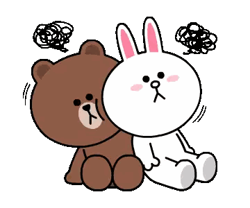 Brown Bear and White Rabbit Sitting Together