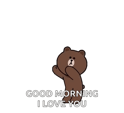 Brown Bear Hiding in Hearts Saying Good Morning