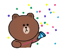 Brown Bear Holding Party Hat And Confetti