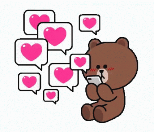 Brown Bear Love Sending Heart Message GIF