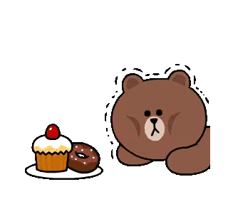 Brown Bear Next to Cupcake and Donut