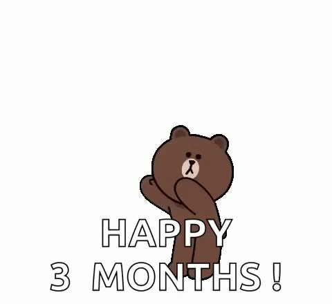 Brown Bear Red Hearts Happy 3 Months
